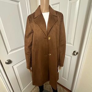 New Kenneth Cole New York Women's Brown suede Jacket with Knit Sleeve - Sz. M